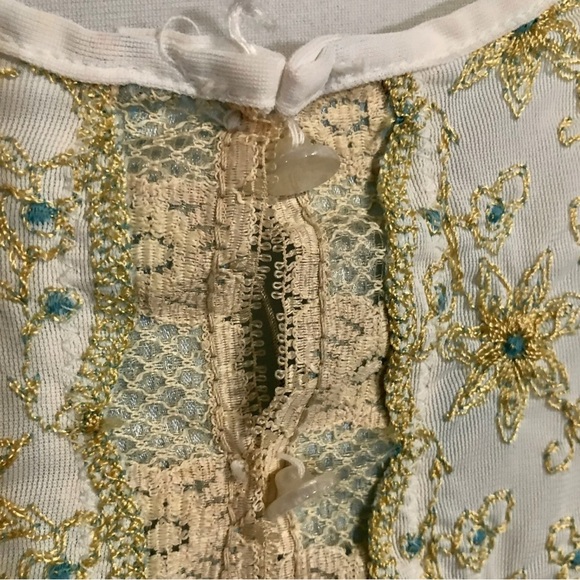 Vintage Satin Ivory Full Night Gown Embroidered No Tags Womens Medium - Picture 5 of 6